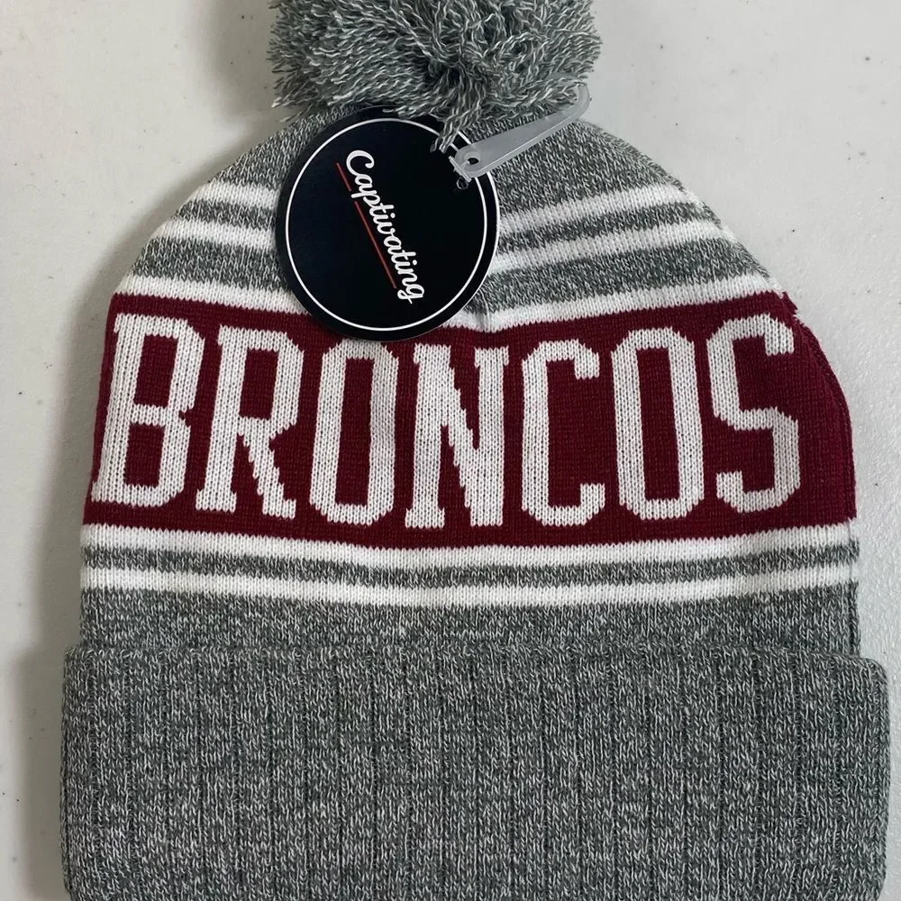 NWT Captivating Santa Clara University Broncos Gray Maroon Knit Beanie Cap